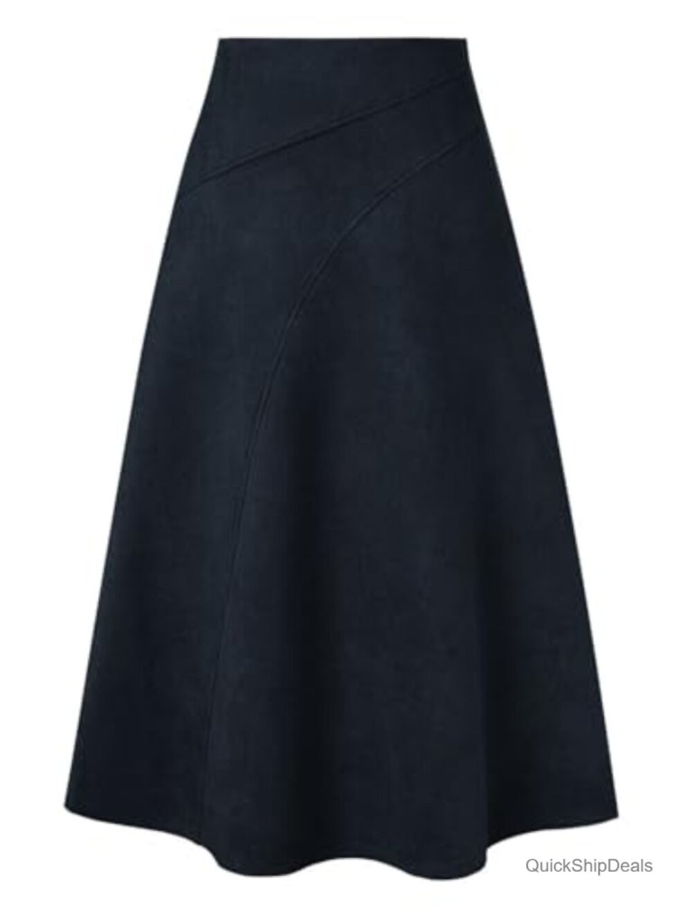 Faux Suede High Waist A-Line Midi Skirt